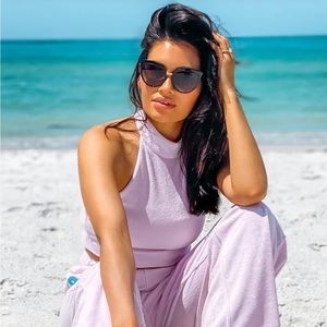 GIFTED - Fabletics Terry Cropped Built-In Bra Tank - NWT - Lavender (pink)